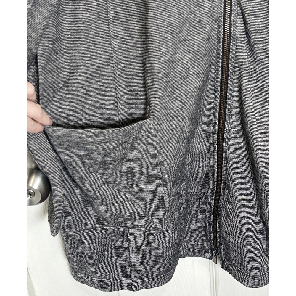 EILEEN FISHER Charcoal Gray Organic Cotton Hemp Microstripe Long‎ Jacket Large - Picture 4 of 8